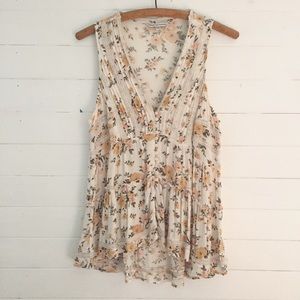 American Eagle Cream Boho Floral Tank Top M